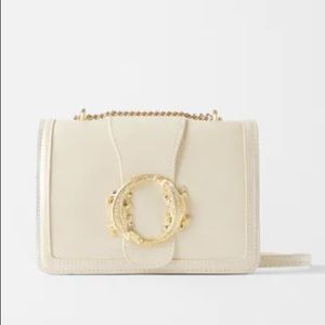 Zara shoulder cross-body bag gold crocodile